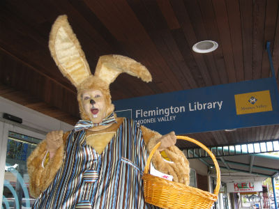 Giant Bunny at Flemmington Library