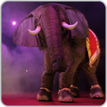 circus stilt walkers Eesha the performing elephant